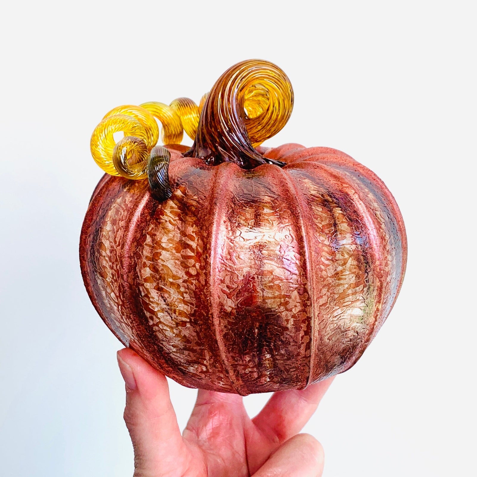 Daily Pumpkin 3660 Fall Shimmer Jumbo Squat Gabby Luke Adams Glass Blowing Studio 