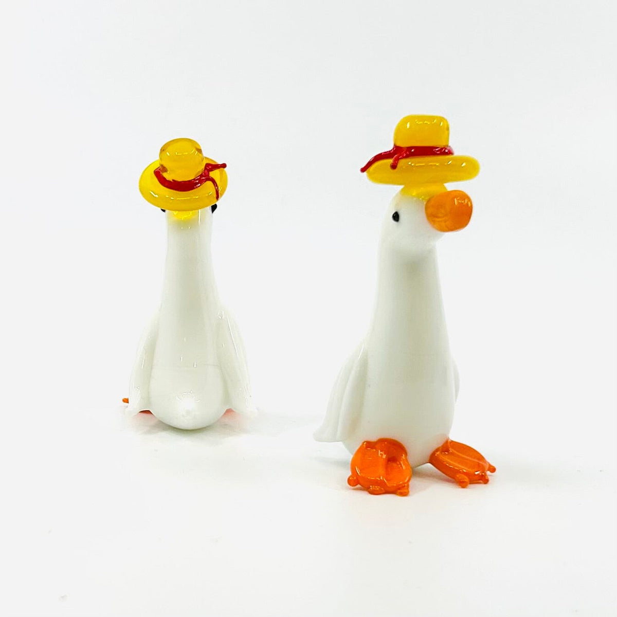 Glass Goose with Sun Hat Miniature Alex 