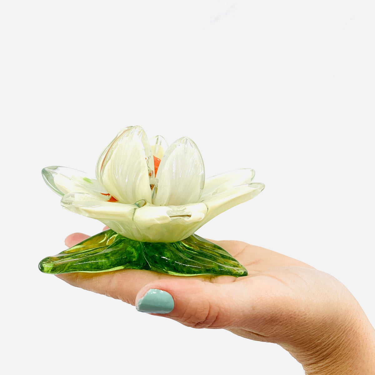 Glass Lotus Flower, Ivory Decor Diamond Star 