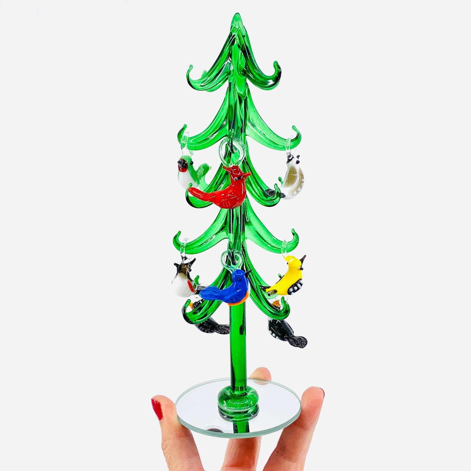 Large Glass Whimsical Bird Tree 8 Decor Gift Essentials 