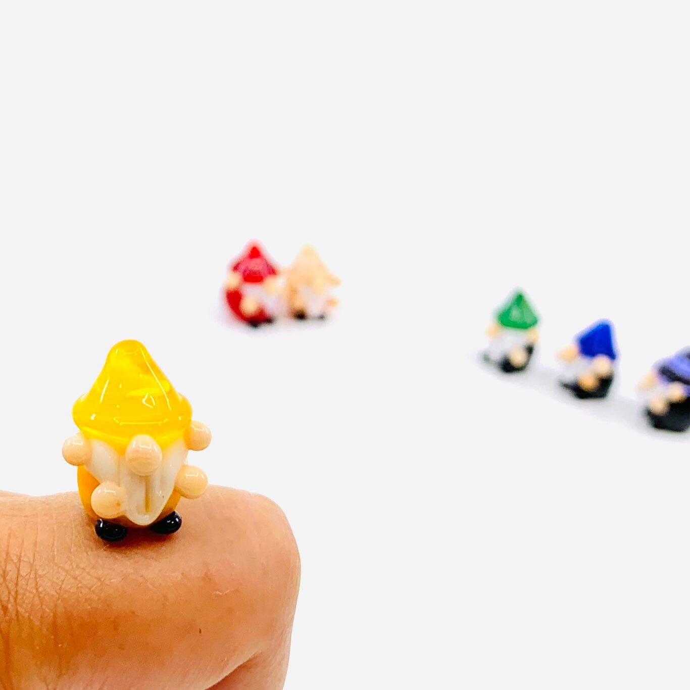 Tiny Glass Rainbow Gnomes, 252 - Yellow Miniature Alex 