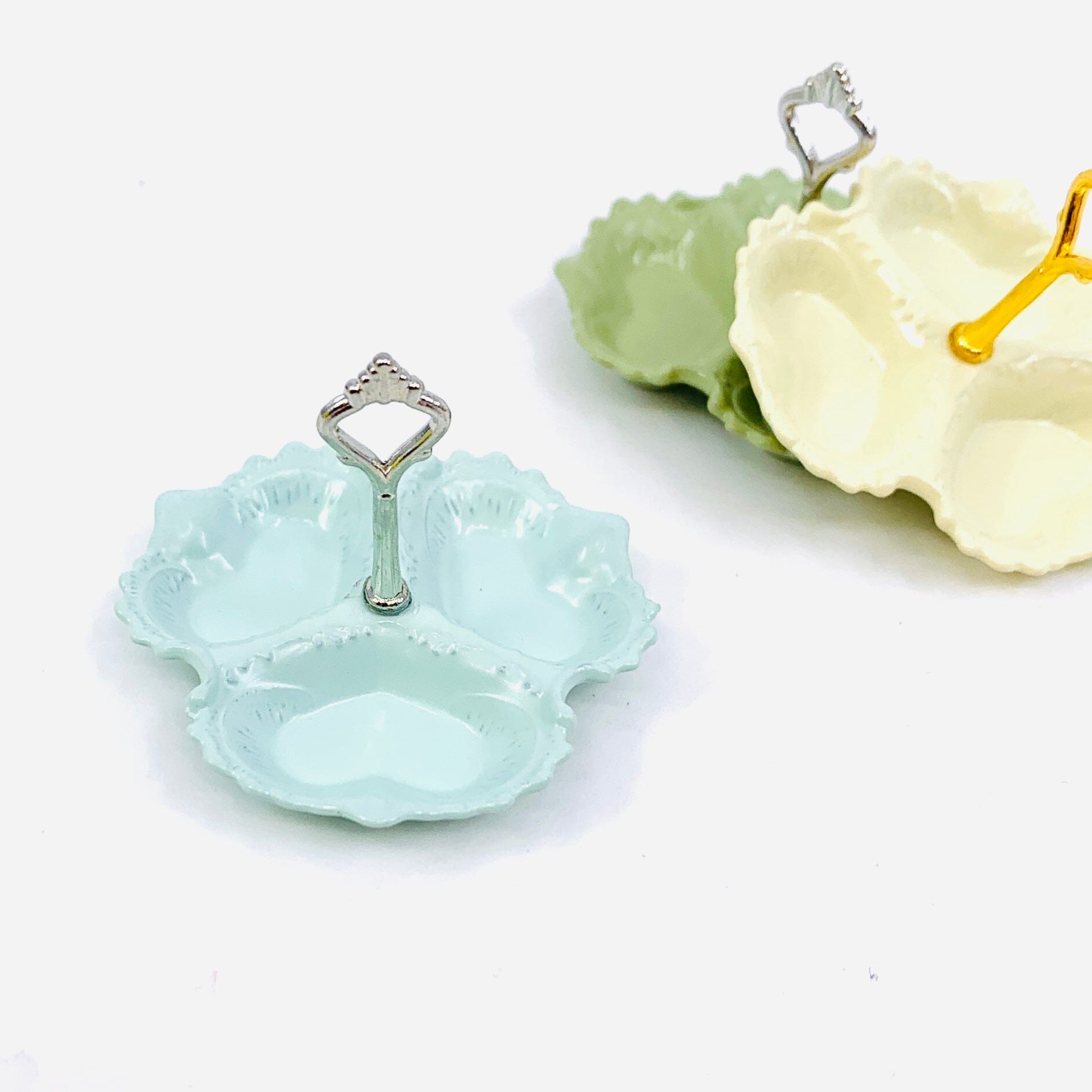 Tiniest 3 Section Serving Dish, Light Blue Miniature - 