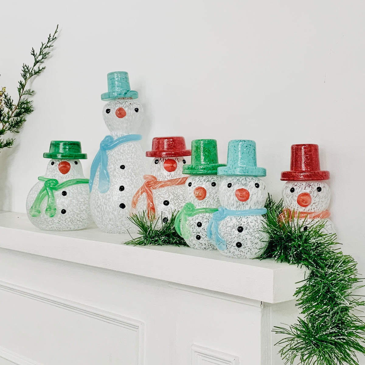 Blown Glass Snowman - Red Scarf