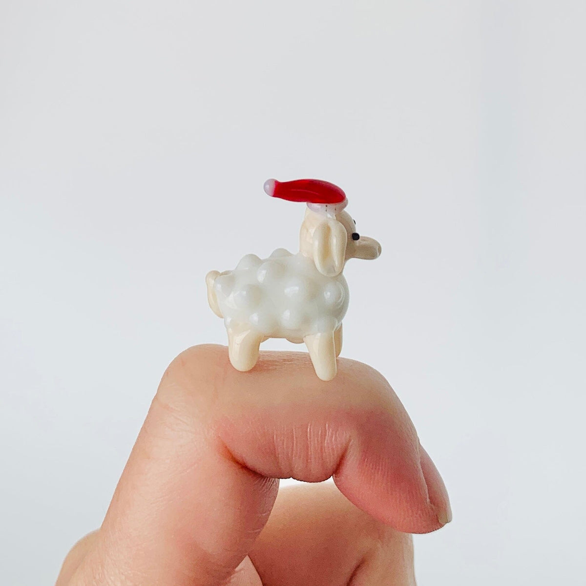 Tiny Glass Santa Lamb Miniature GANZ 