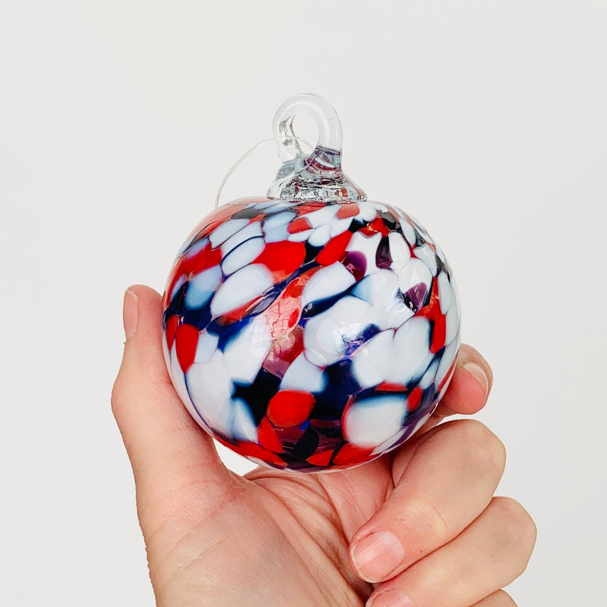 Ornament, Red White and Blue Ornament Luke Adams Glass Blowing Studio 
