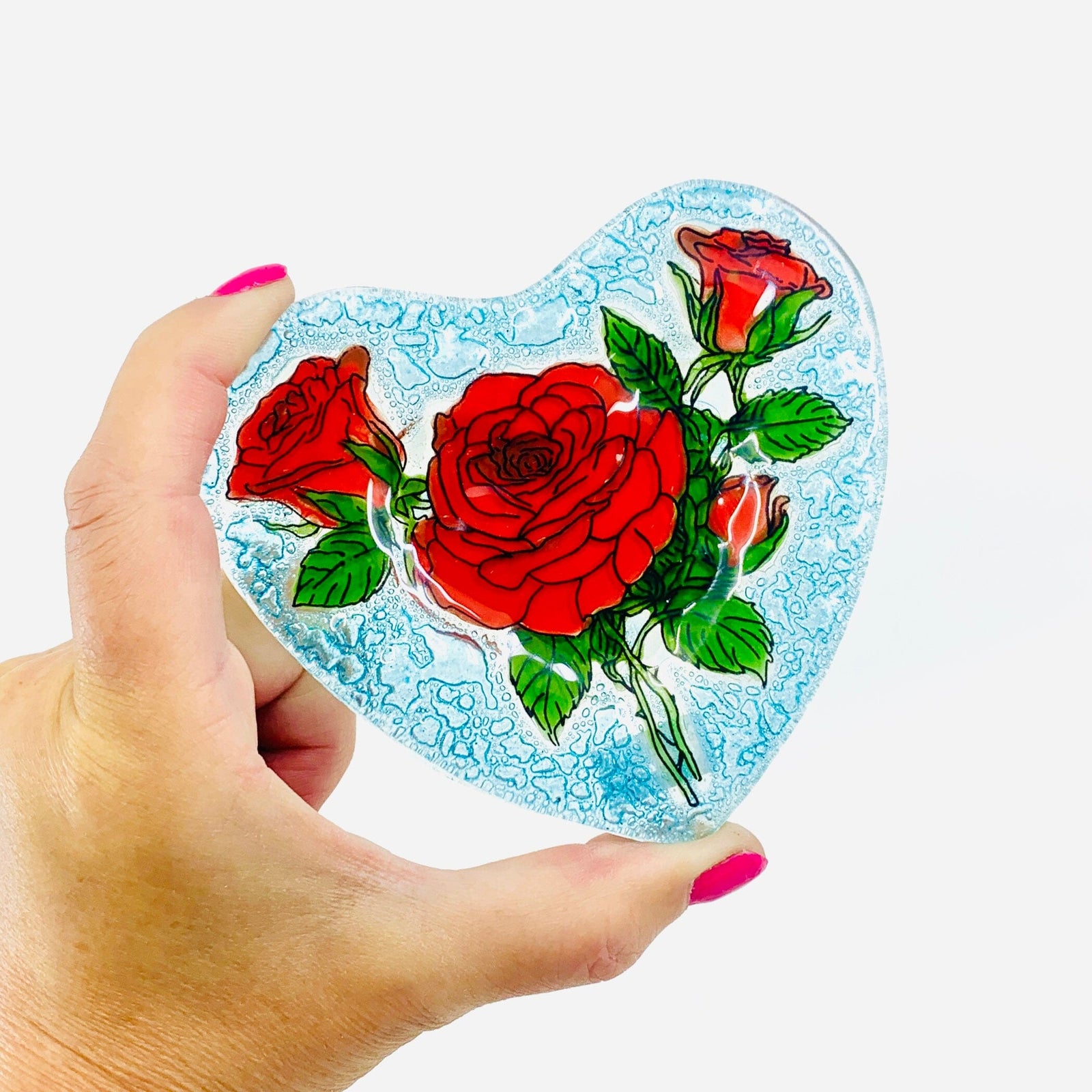 Fair Trade Heart Plate 3 - Roses Dishware Pam Peana 