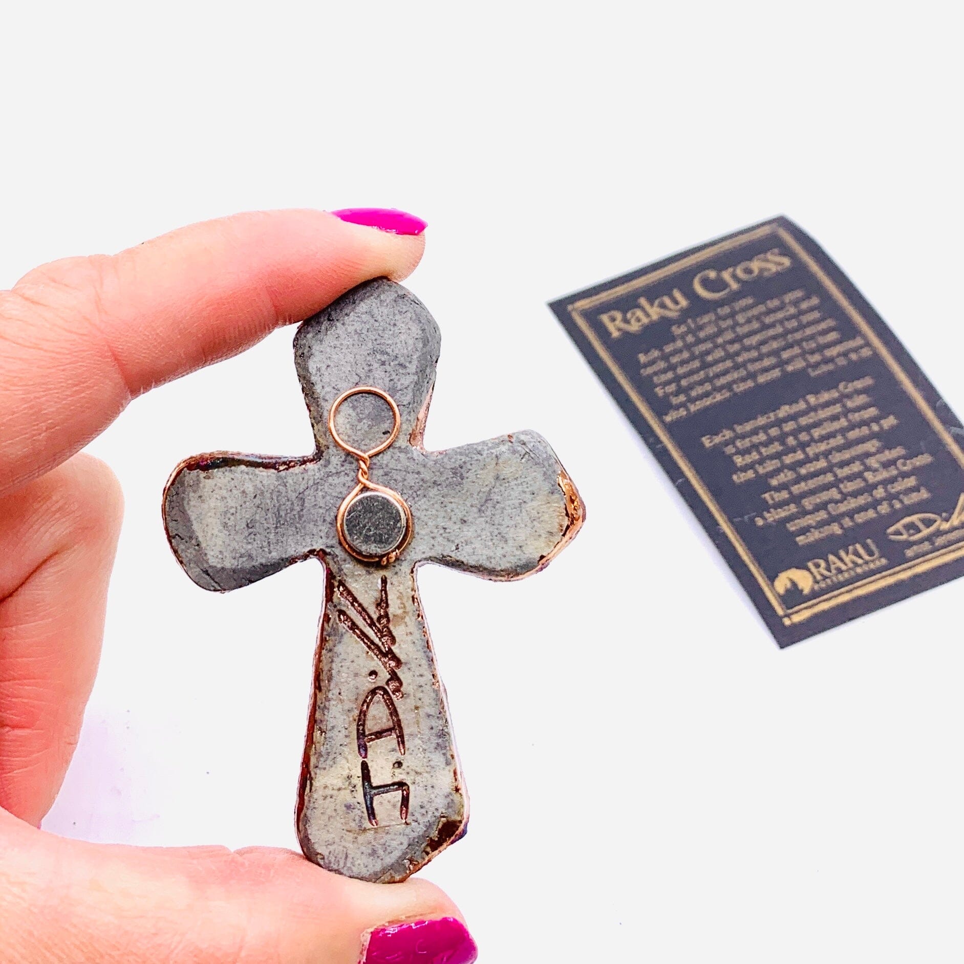 Raku Cross, Bead - Luke Adams Glass Blowing Studio