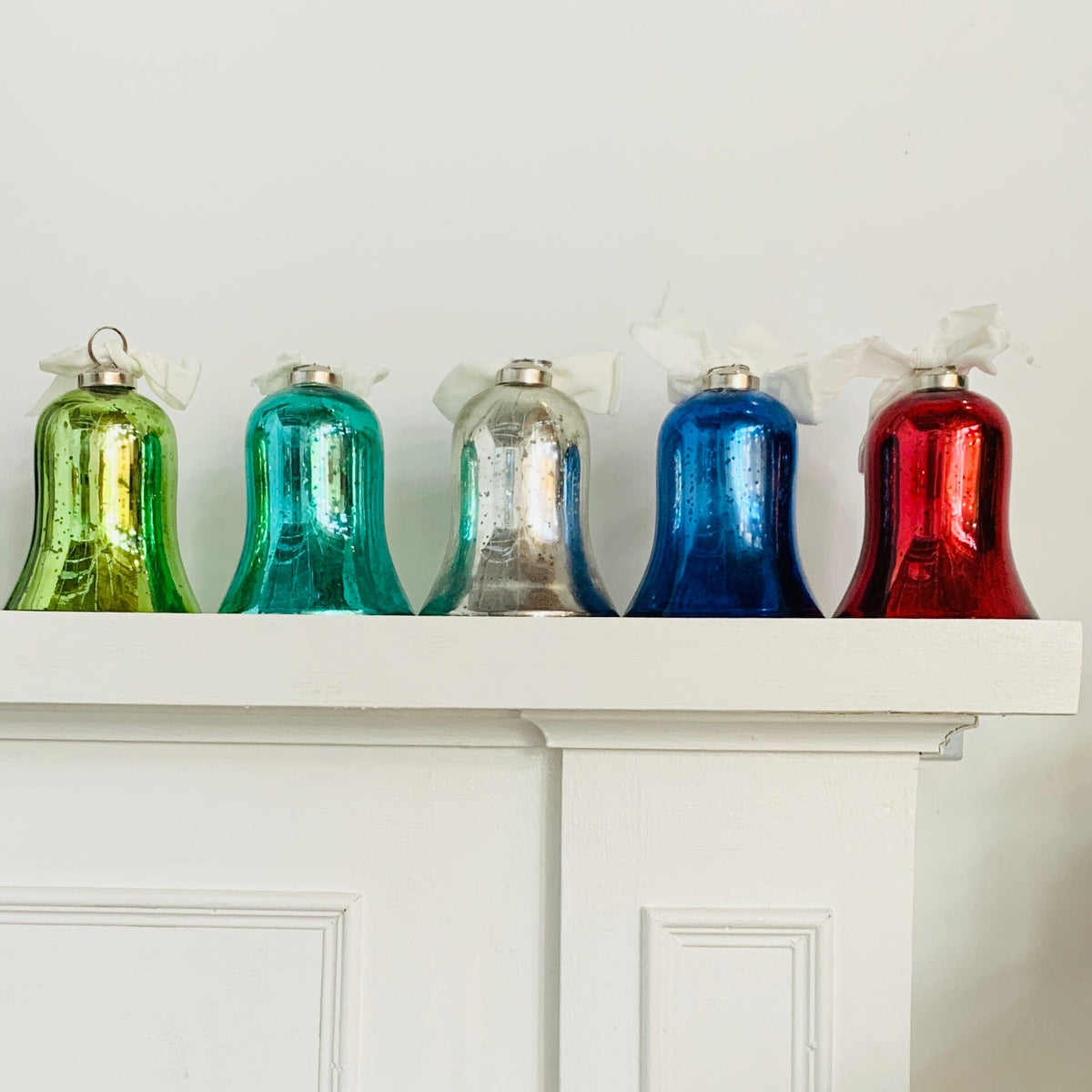 Mercury Glass Bell, Red India House Brass 
