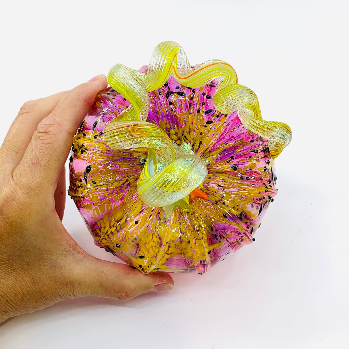 Best Pumpkin of The Day 2957 “Sparkle Raspberry Sorbet” Squat Gabby Luke Adams Glass Blowing Studio 