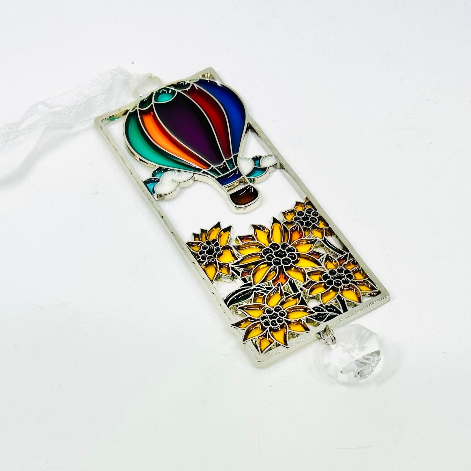 Stained Glass Life is Beautiful Ornaments, Hot AIr Balloon Decor GANZ 