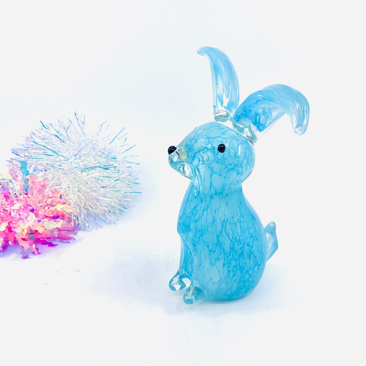Large Glass Rabbit, Pink Hoppy Decor Chesapeake Bay 