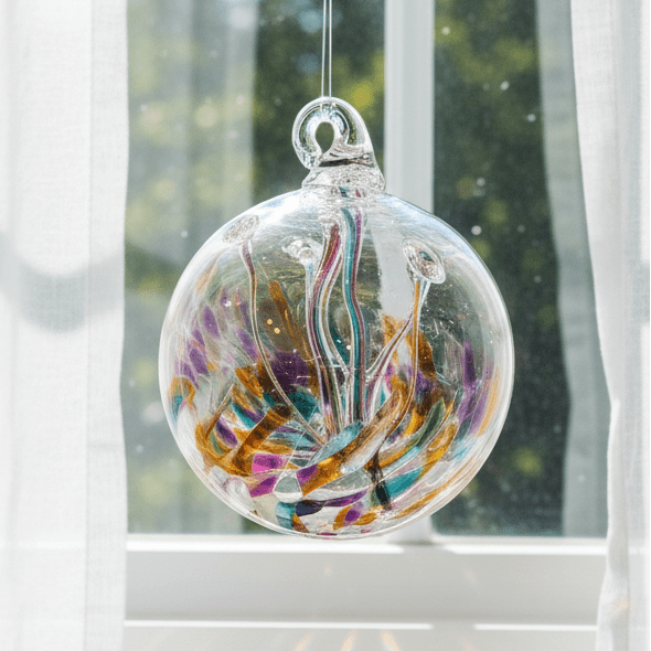 6" Wish Ball Ornament, Wildflower Wish Ball Luke Adams Glass Blowing Studio 
