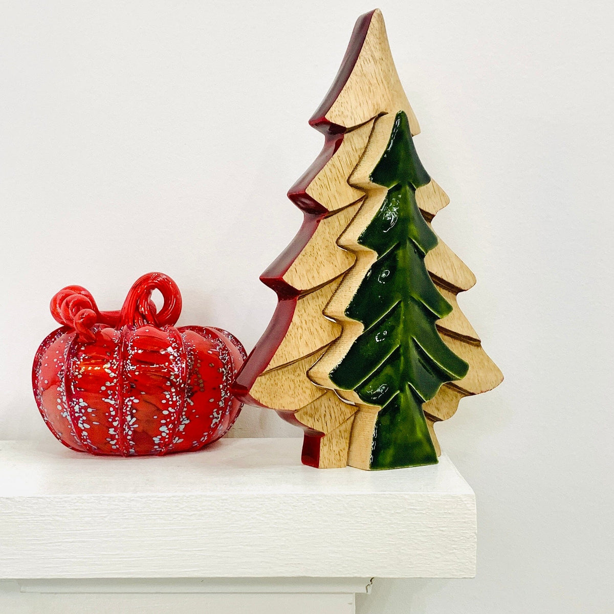 Green Enamel Wooden Tree Décor, Large Oak Street 