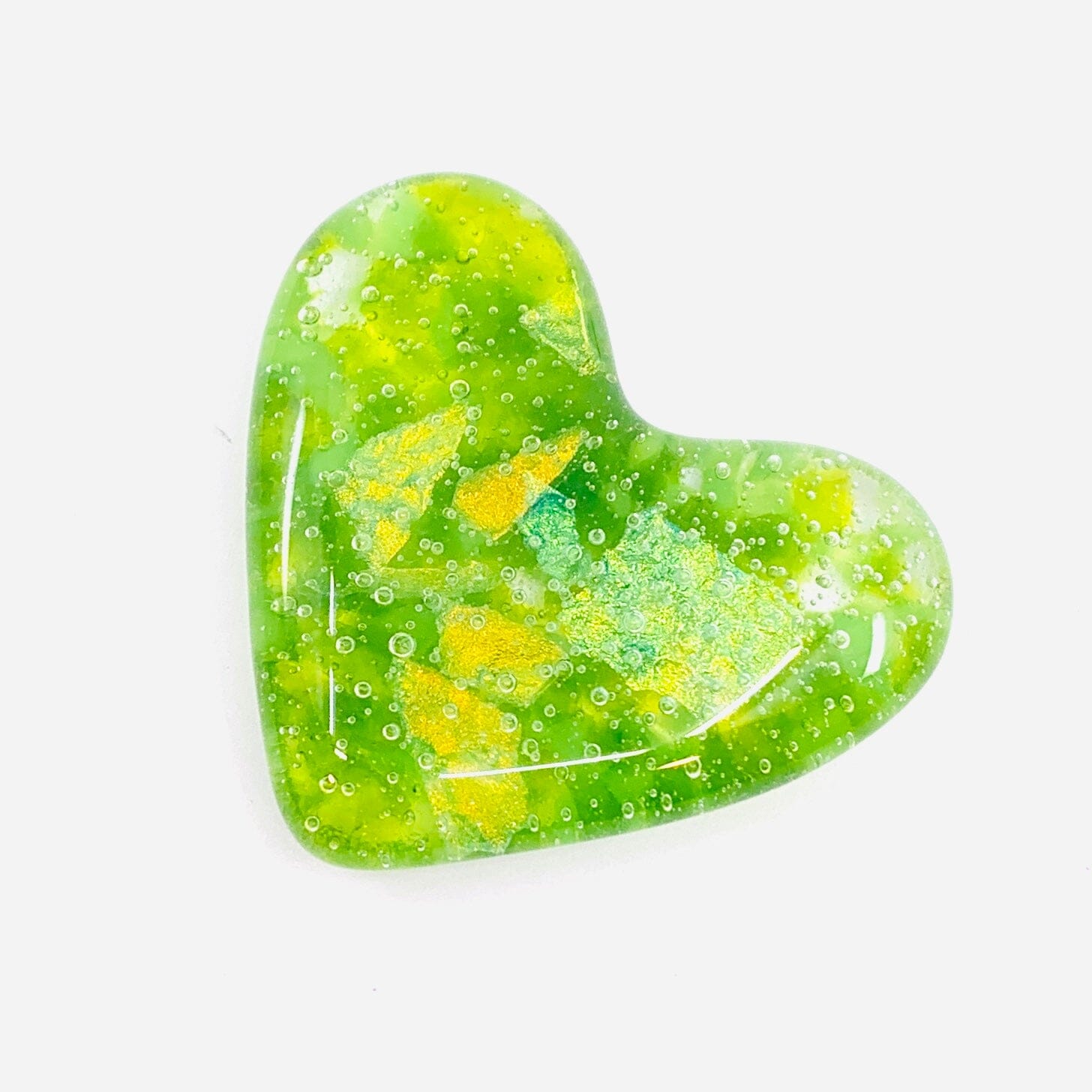 Fused Glass Birthstone Pocket Heart, Peridot Miniature Jean 