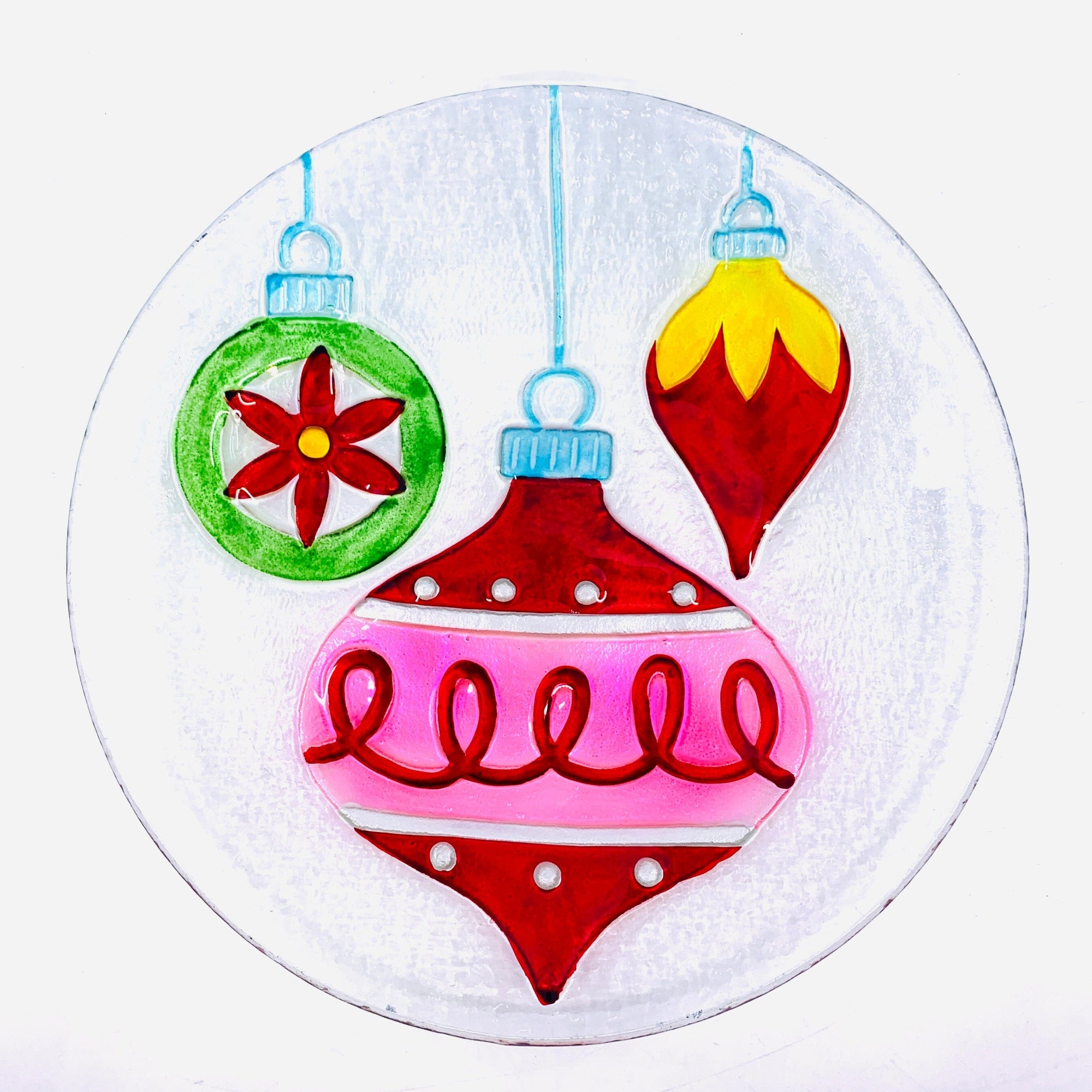 Glass Fusion Christmas Ornament Plate, 53 C&F Enterprises 