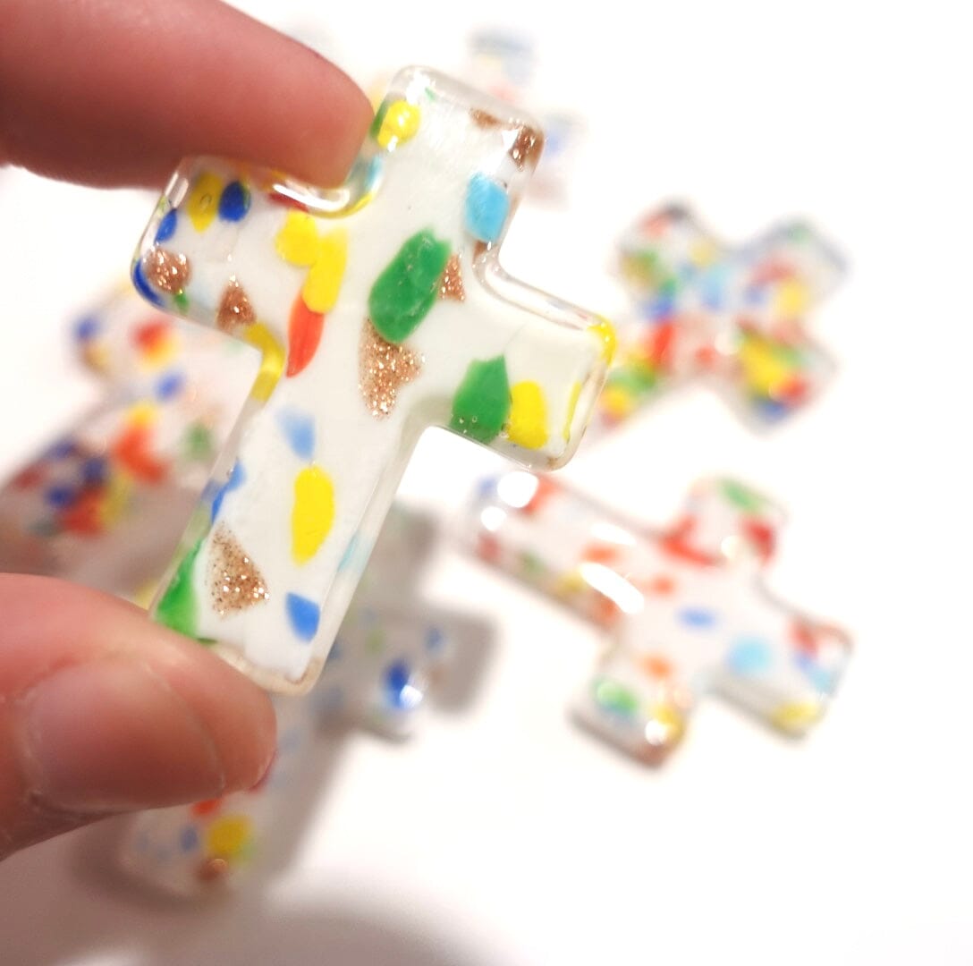 Glass Pocket Cross Miniature Shop Give Courage White 