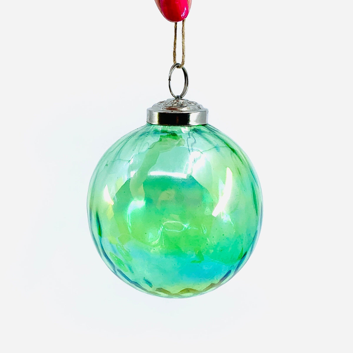 Optic Glass Sphere Ornament 34, Lime India House Brass 