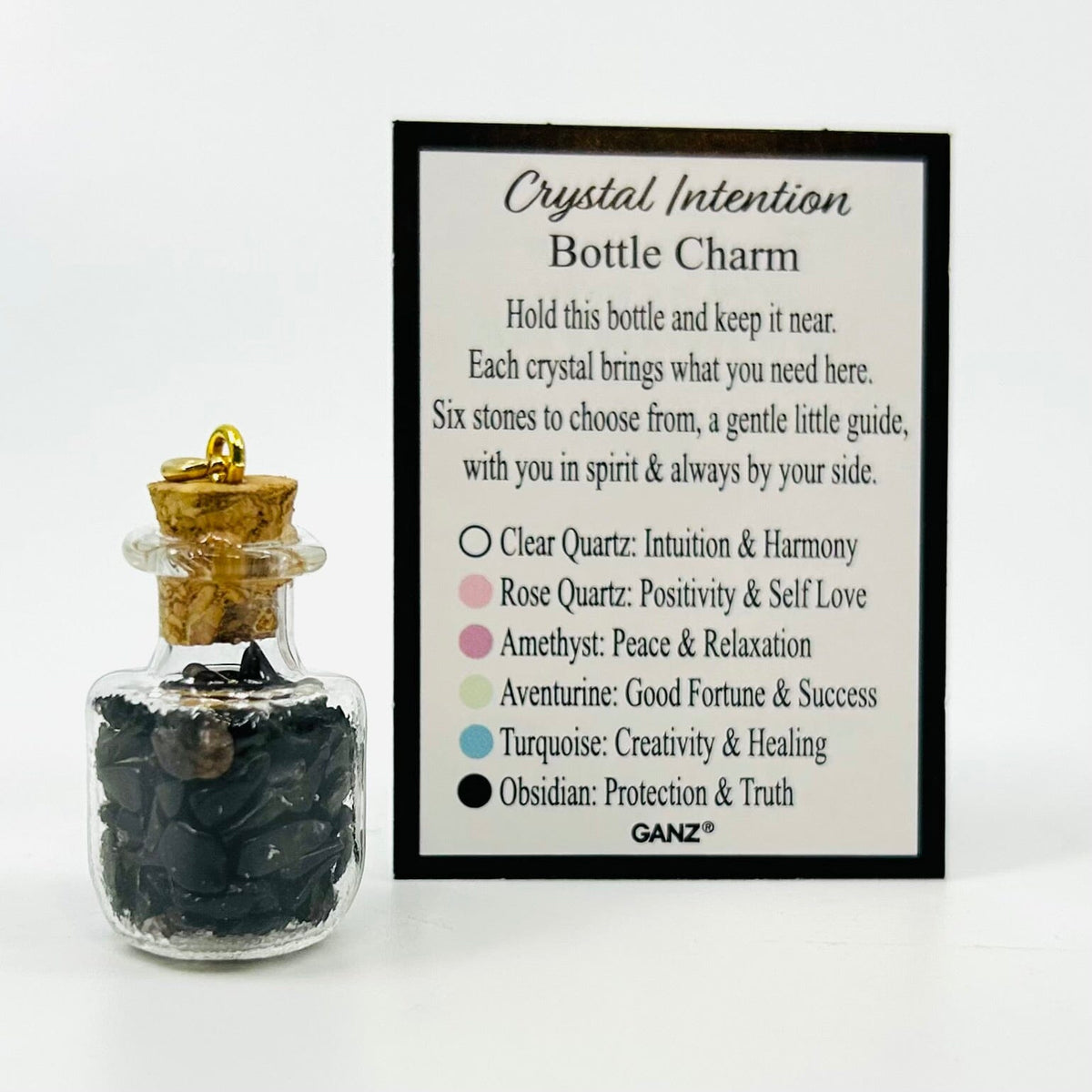 Crystal Intention Charm PT164 Miniature GANZ Obsidian 