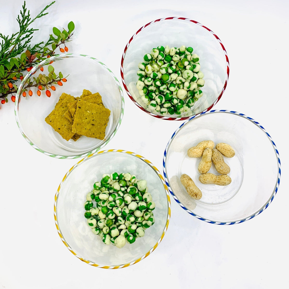 Candy Cane Rim Bowl, Blue Decor Creative Co-Op 