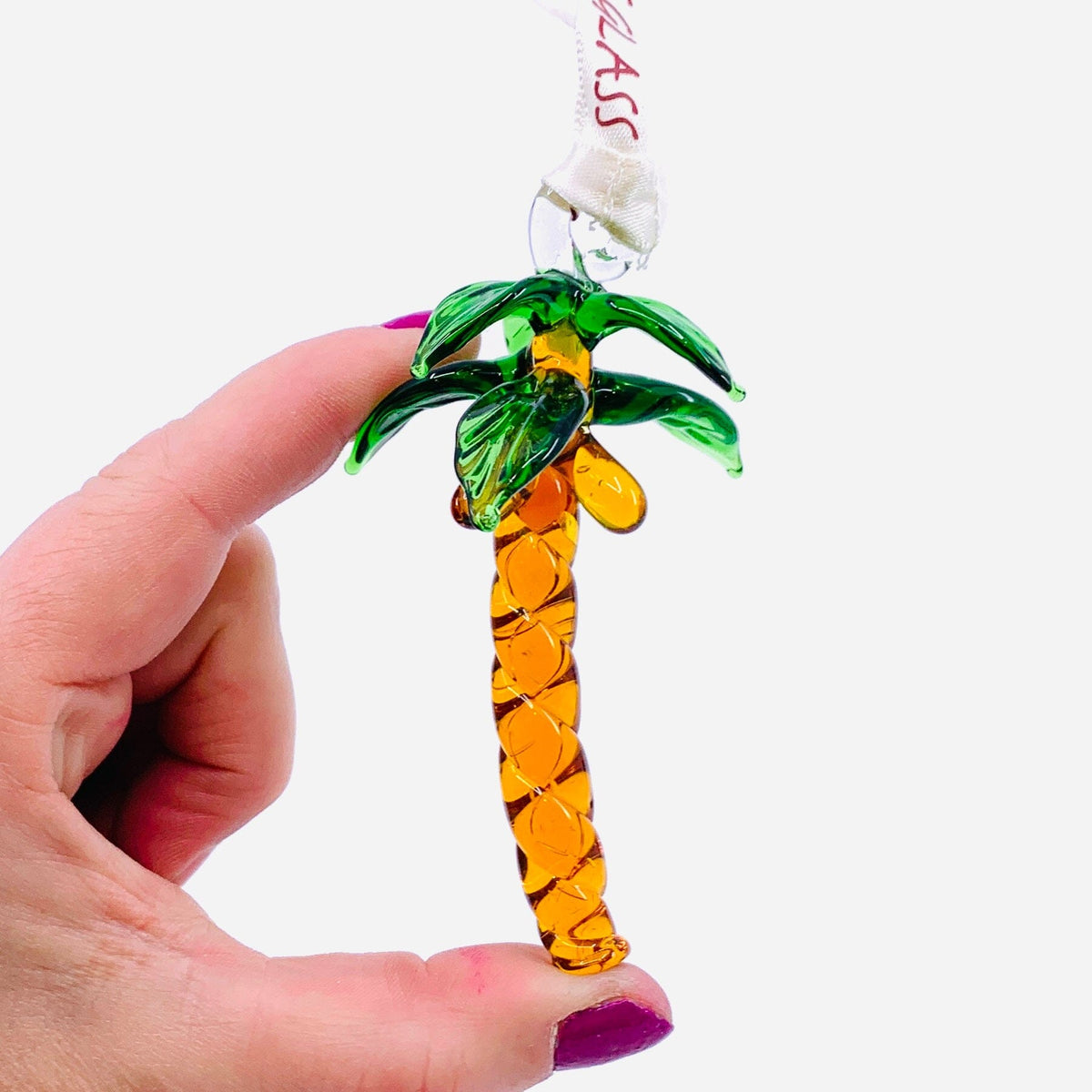 Ribbon Glass Ornament 23, Palm Tree Art Studio 