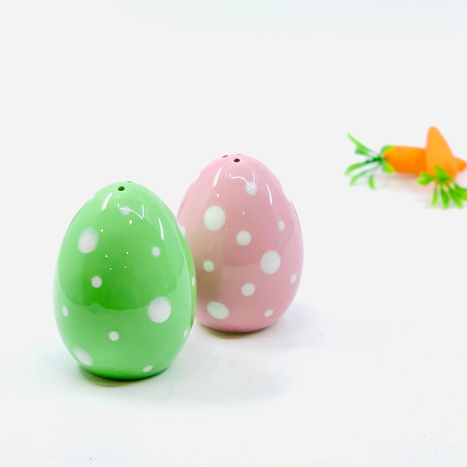Easter Egg Salt and Pepper Shakers, Pink and Green COSMOS 