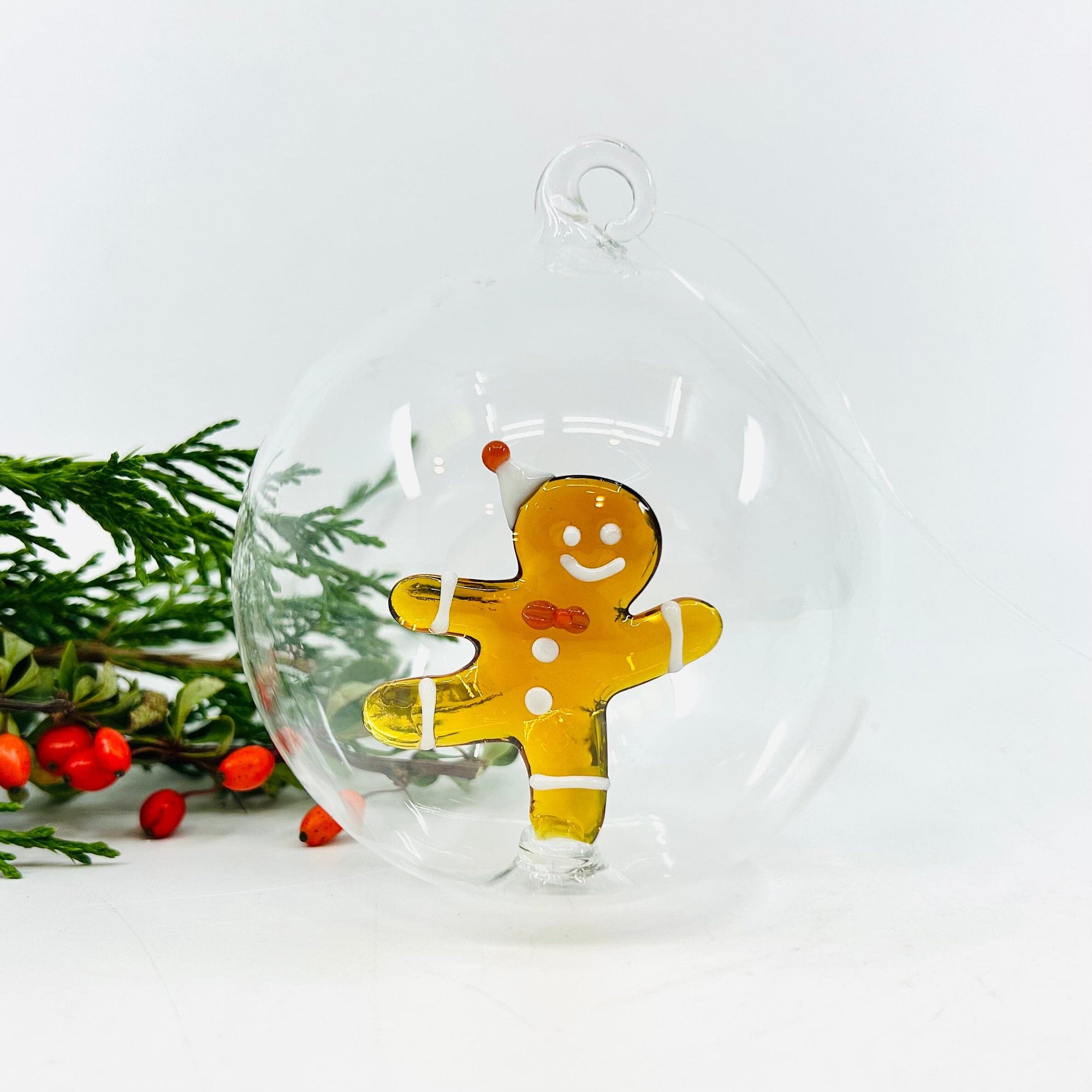 Glass Icon Ornament, Skating Gingerbread ICHENDORF 