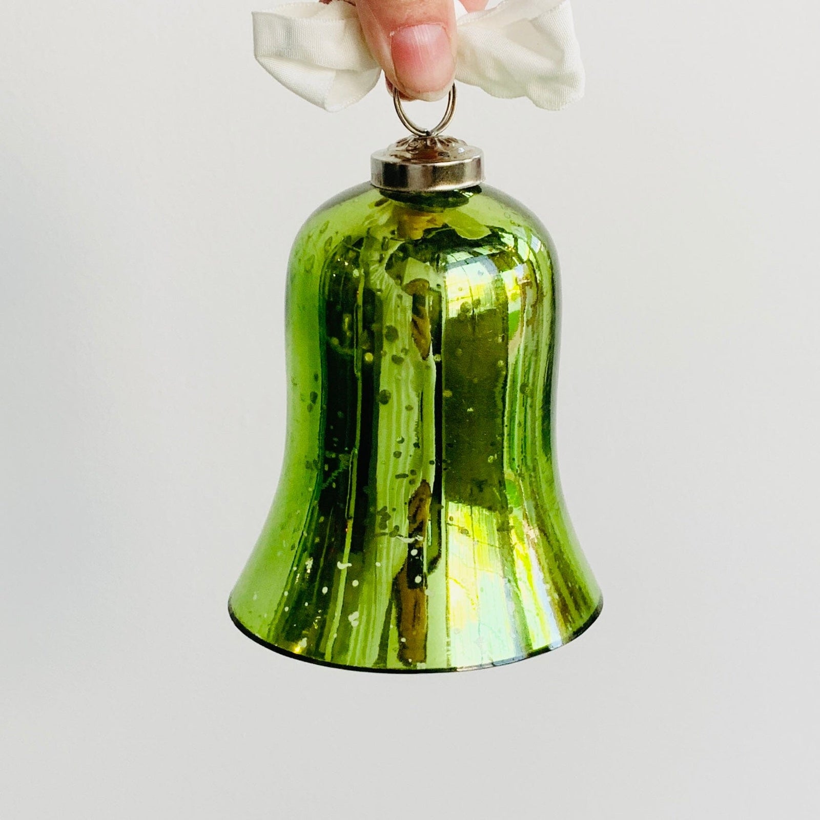 Mercury Glass Bell, Green Decor India House Brass 