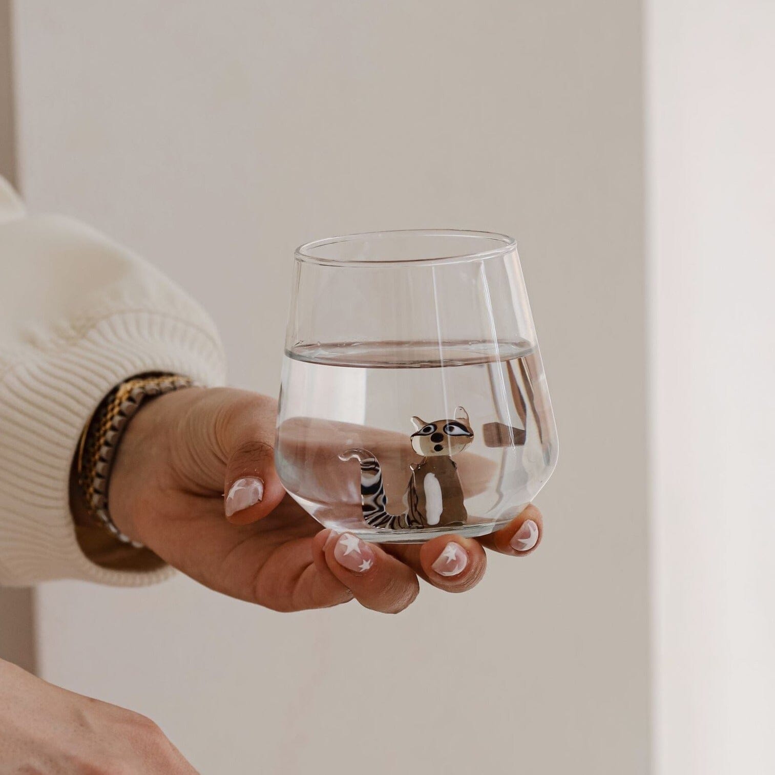 Tiny Animal Wine Glass, Raccoon Decor MiniZoo 