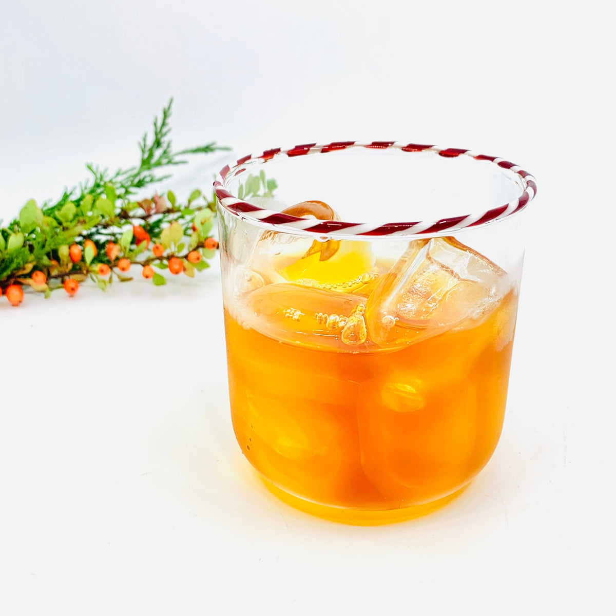 Candy Cane Rim Glass, Red Decor Creative Co-Op 