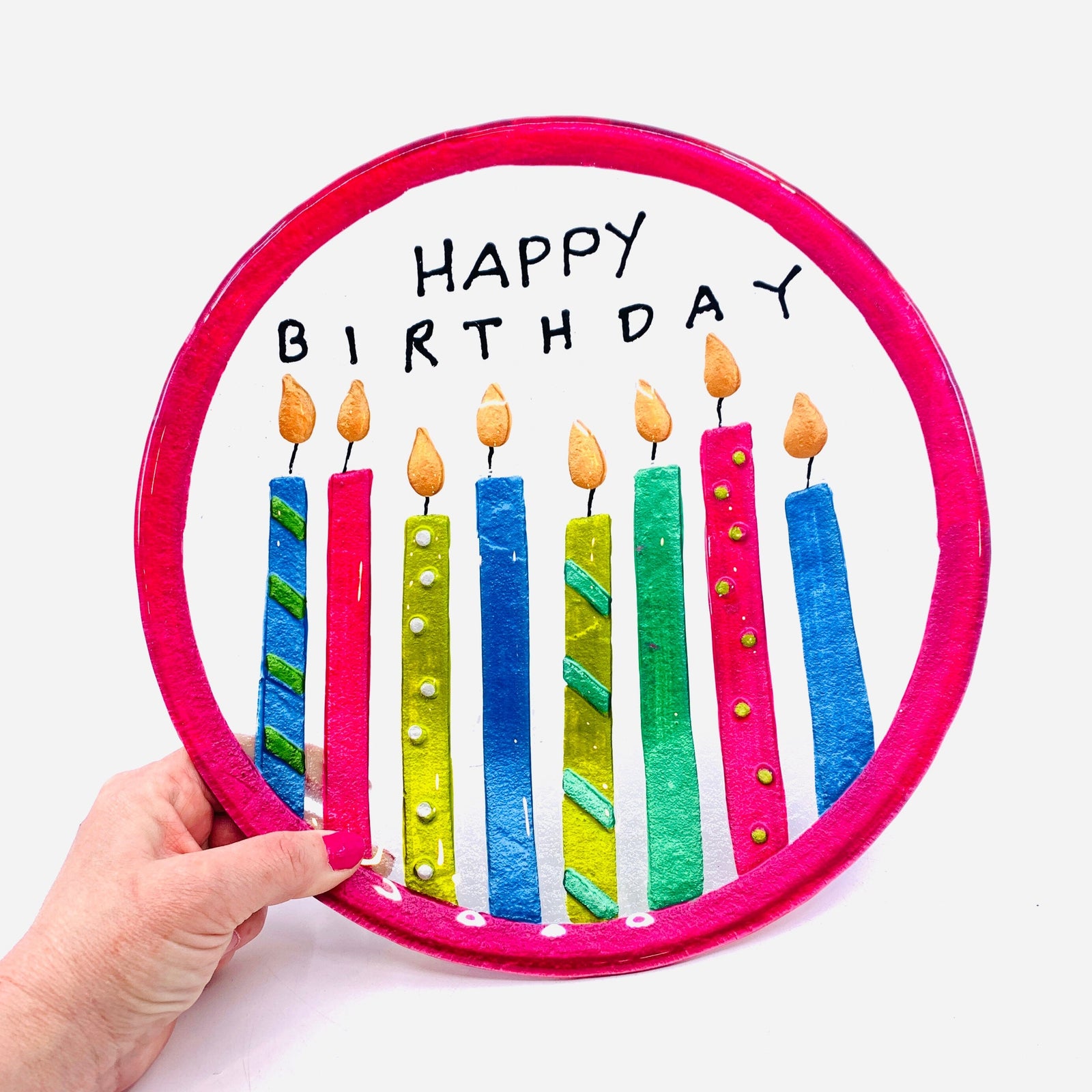 Glass Fusion Plate, Birthday Candles 1 Demdaco 