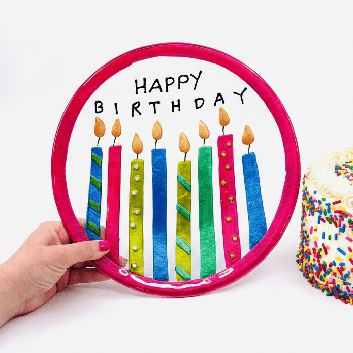 Glass Fusion Plate, Birthday Candles 1 Demdaco 