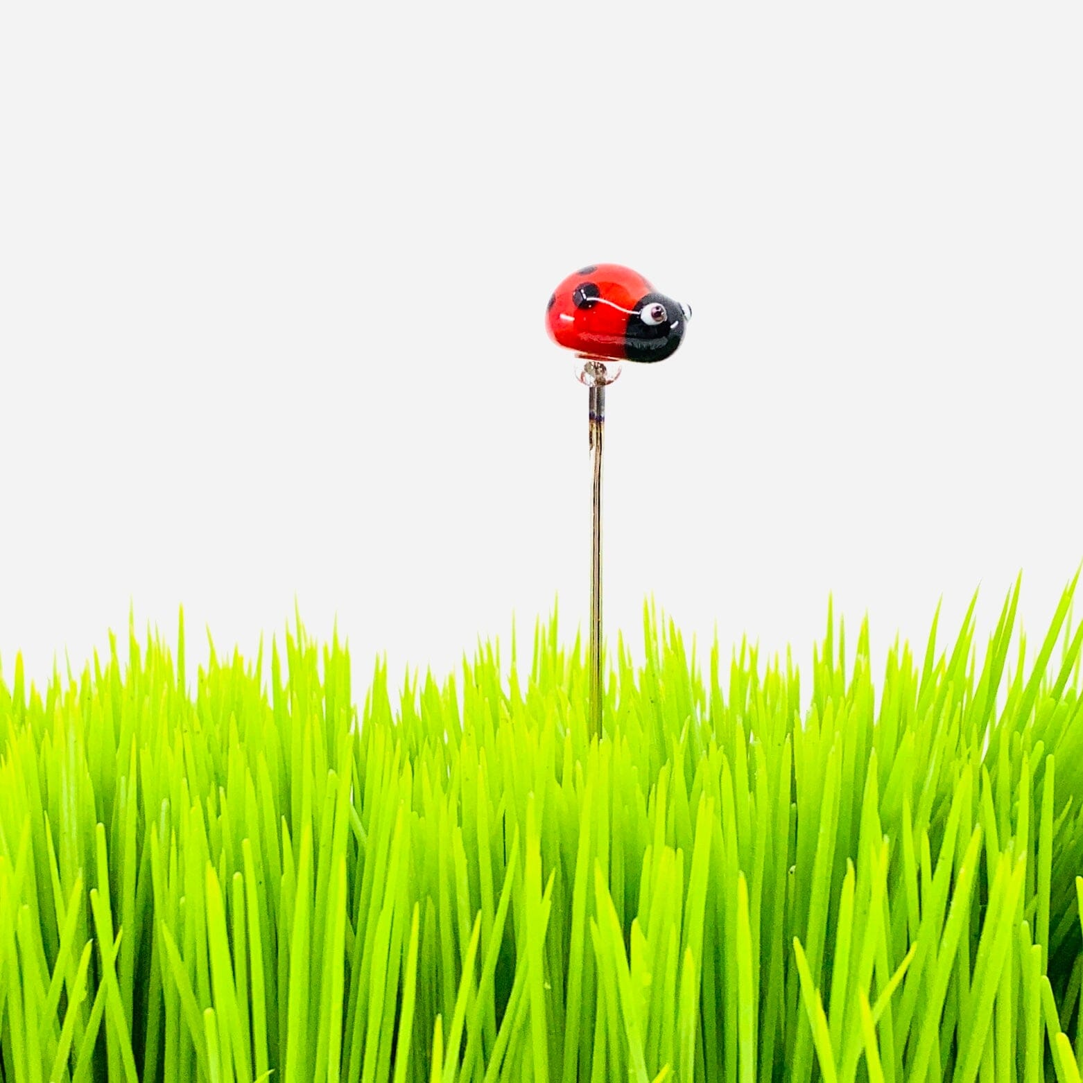 Tiny Glass Animal Garden Stake 23, Ladybug Decor - 
