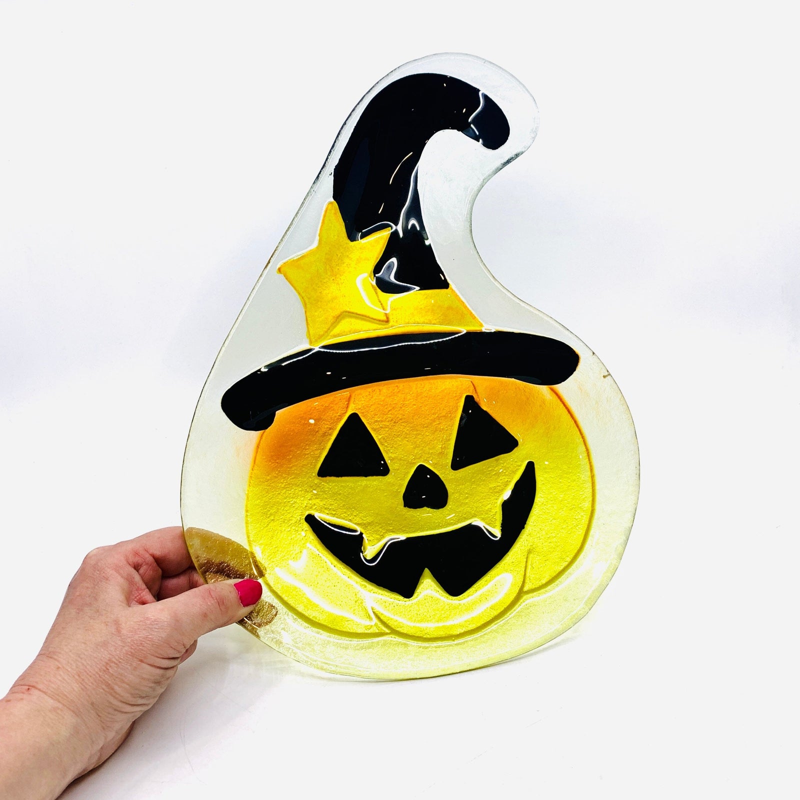 Glass Fusion Platter, Jack O Lantern 18 Decor Boston International, INC 