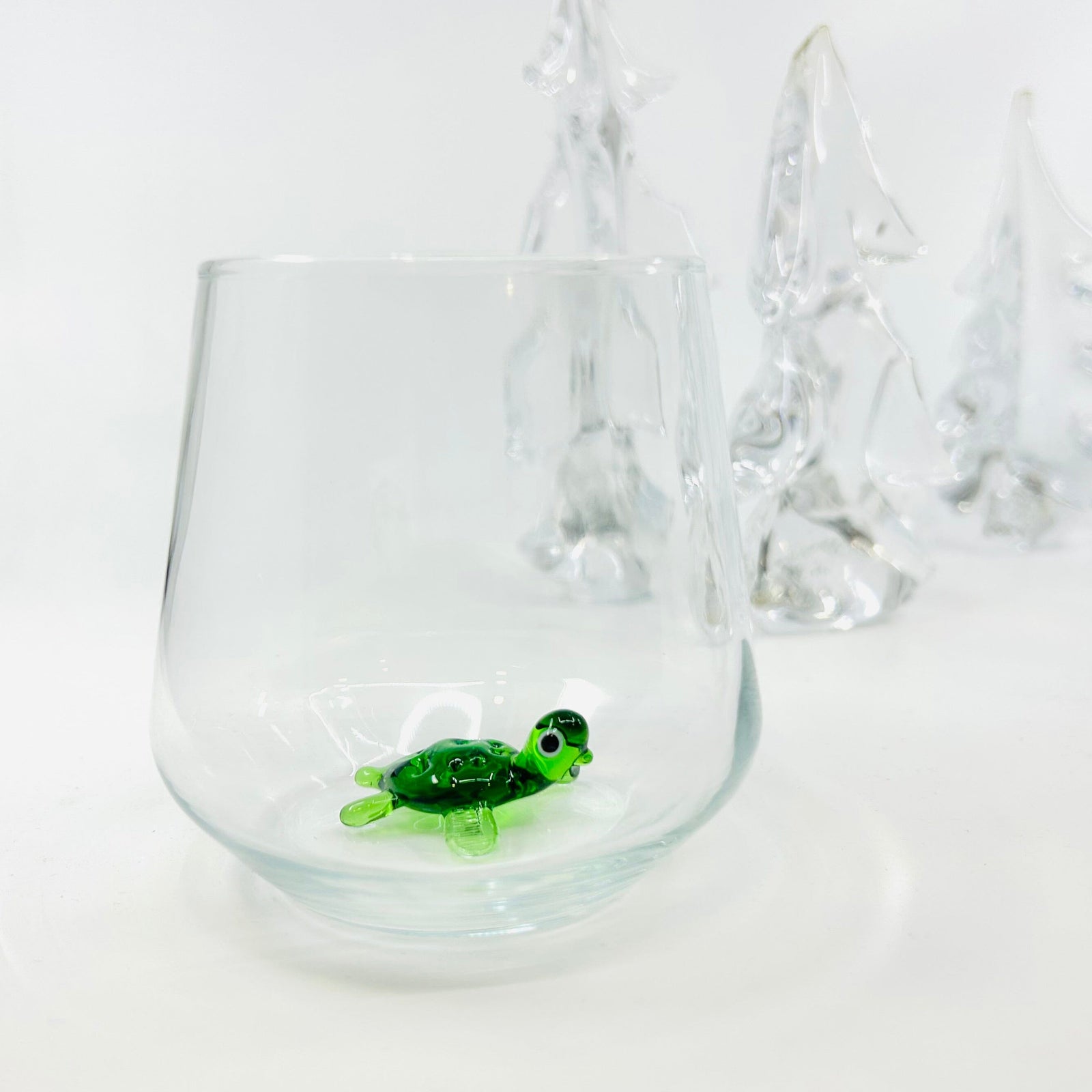 Tiny Animal Wine Glass, Sea Turtle Decor MiniZoo 