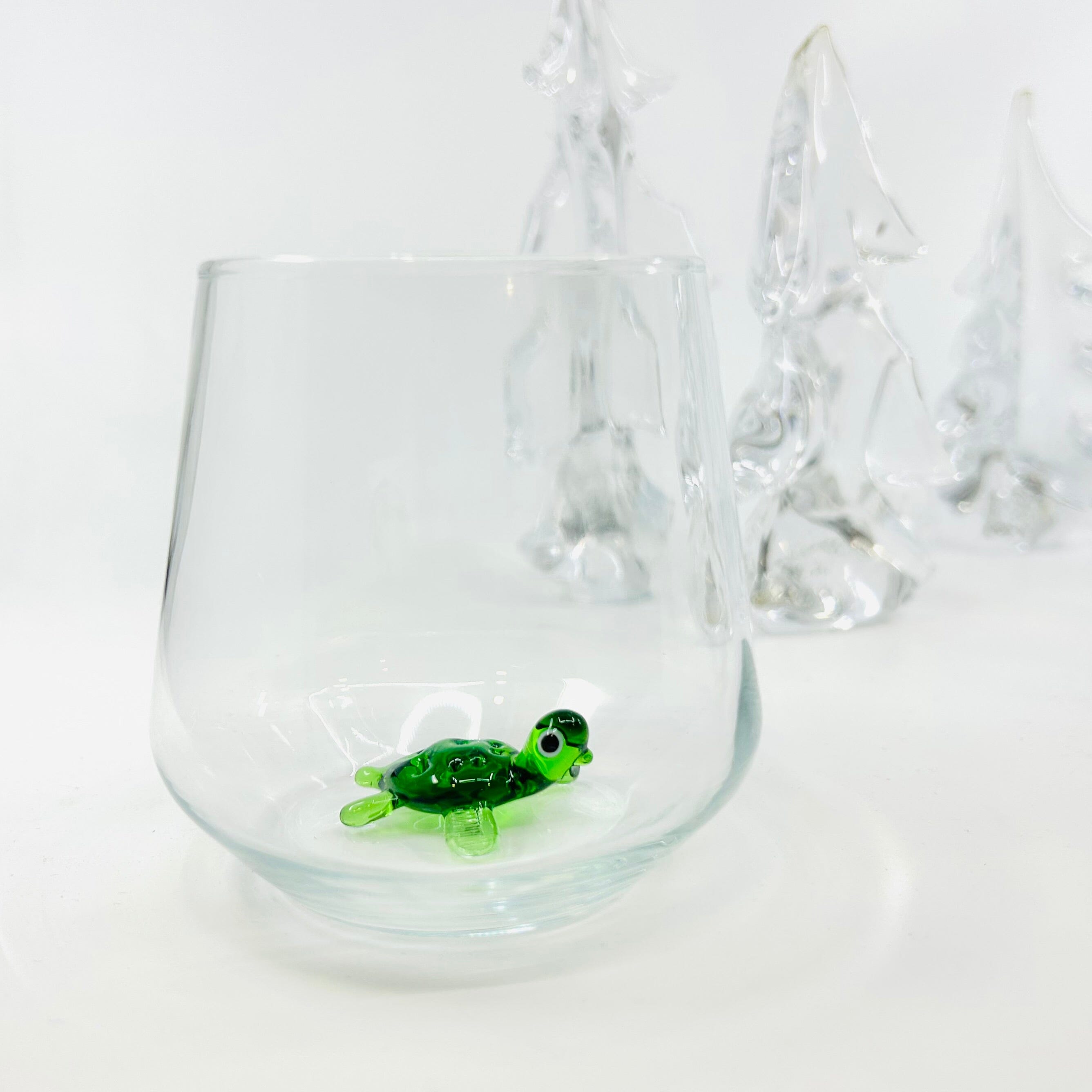 11 oz Tiny Animal Wine Glass, Sea Turtle