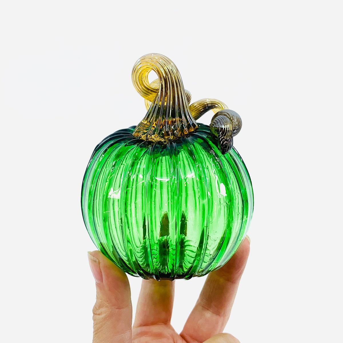 May Birthstone Pumpkin, Emerald Pumpkin Luke Adams Glass Blowing Studio 