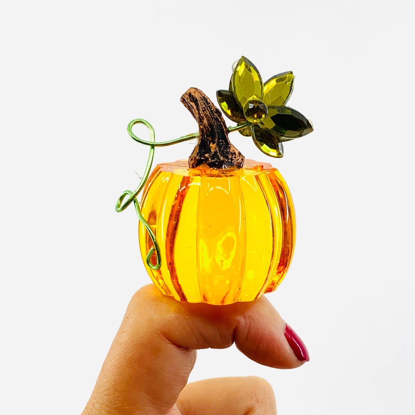 Acrylic Crystal Pumpkin, Orange Ornament GANZ 