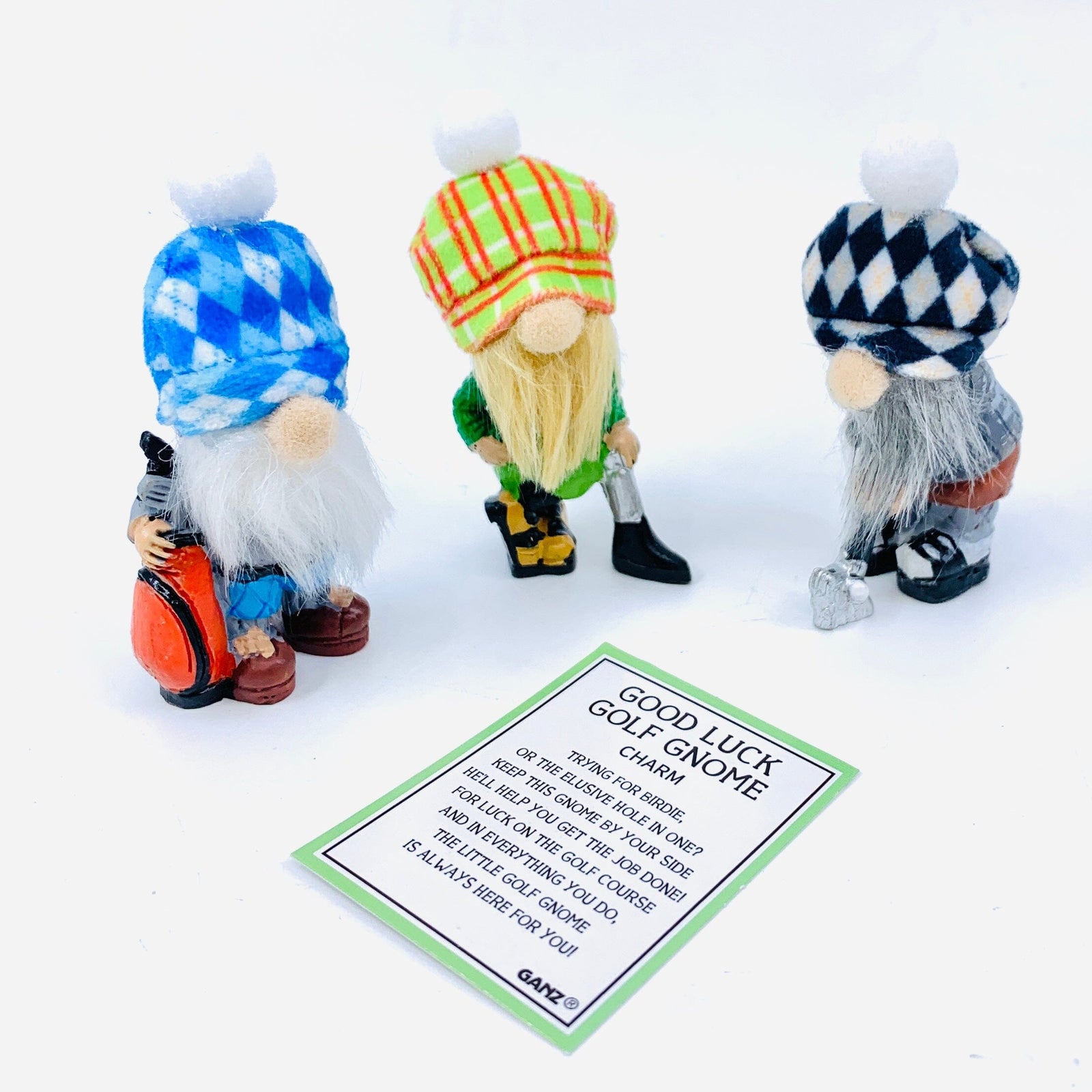 Good Luck Golf Gnome Charm PT 121 Miniature GANZ 