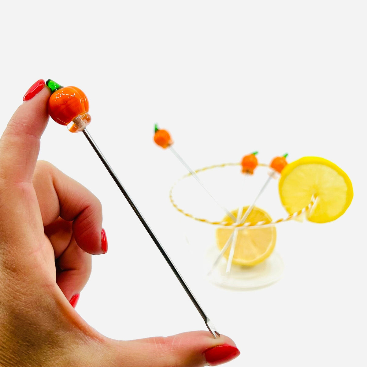 Glass Pumpkin Appetizer Picks Creative Co-Op 