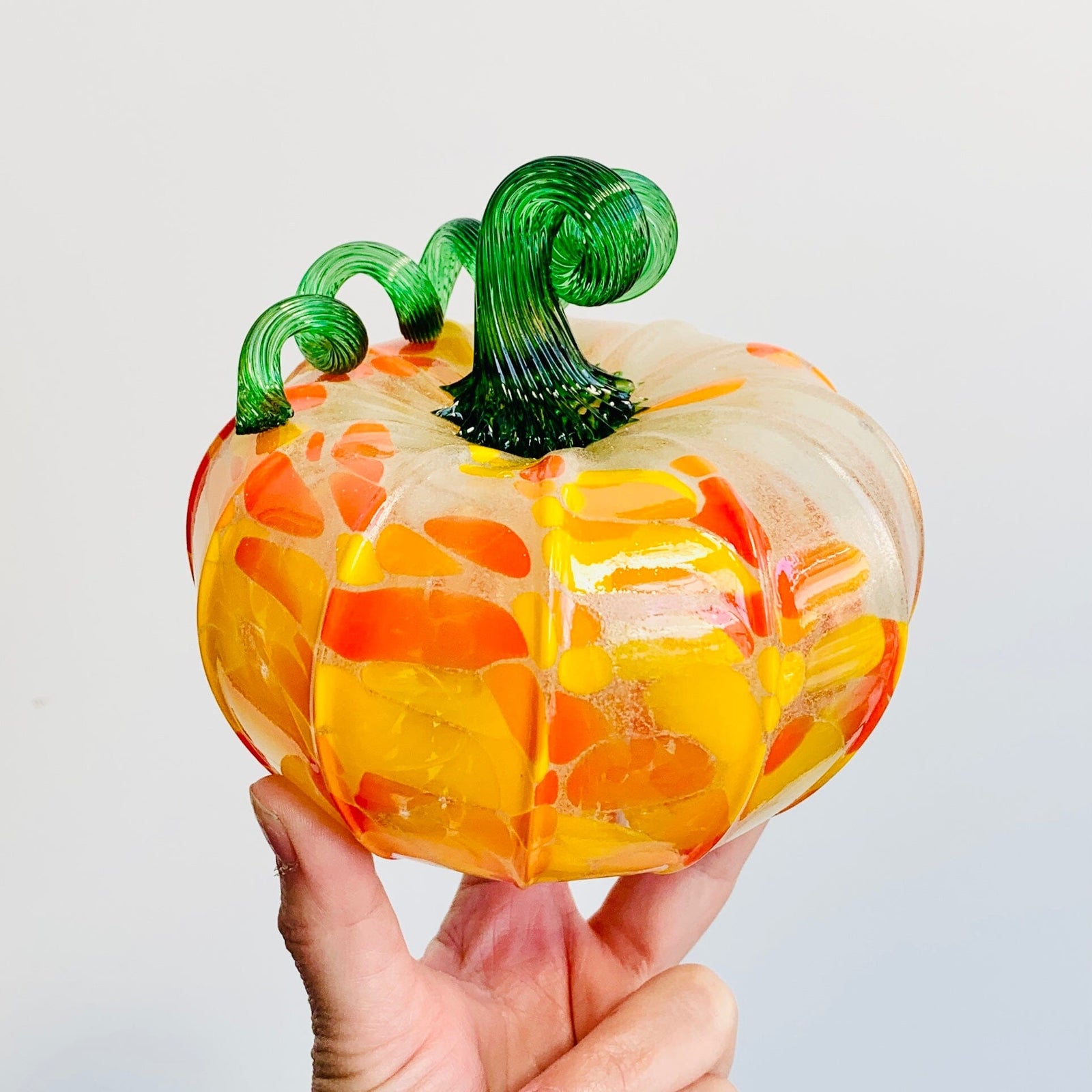 Daily Glow Pumpkin 3569 Fall Squat Gabby Luke Adams Glass Blowing Studio 
