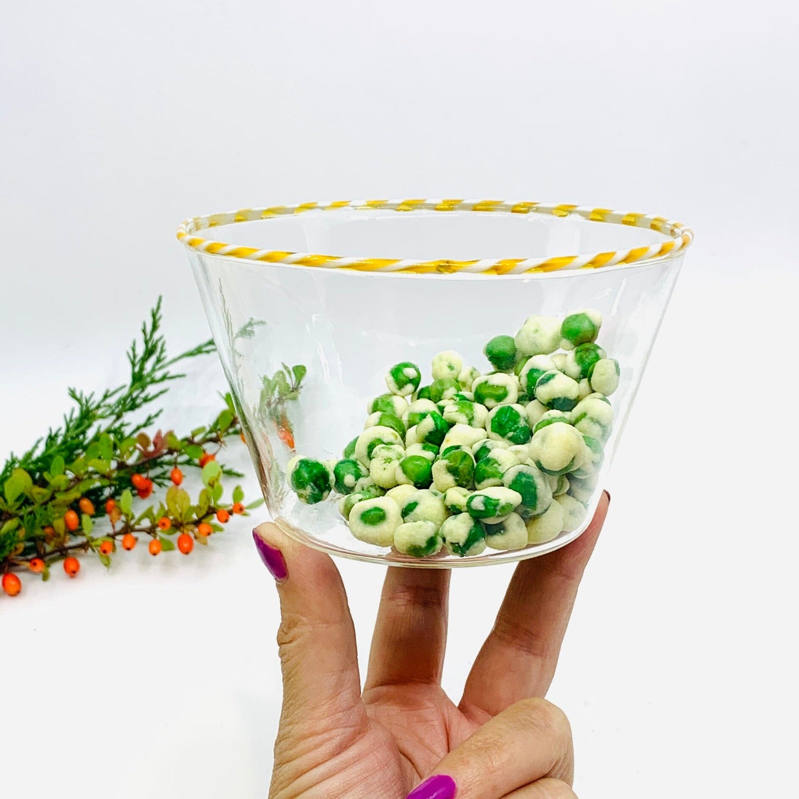 Candy Cane Rim Bowl, Green Decor Creative Co-Op 