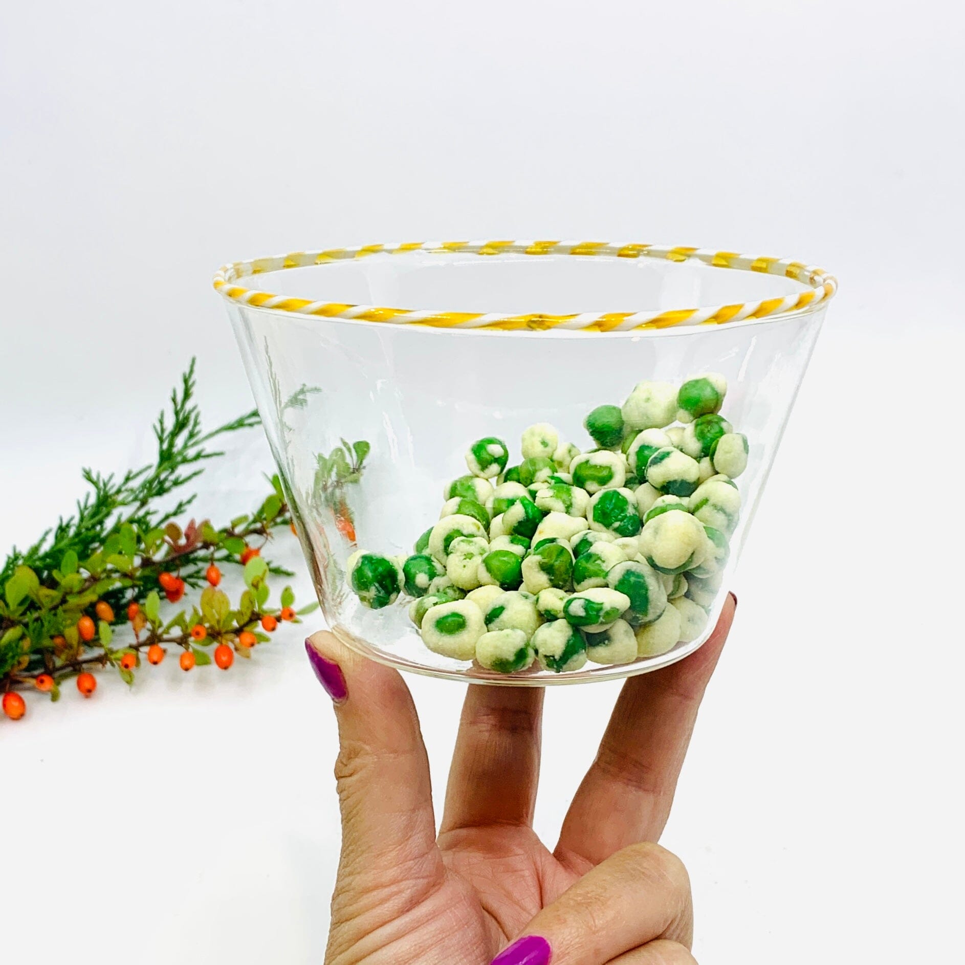 Candy Cane Rim Bowl, Green Decor Creative Co-Op 