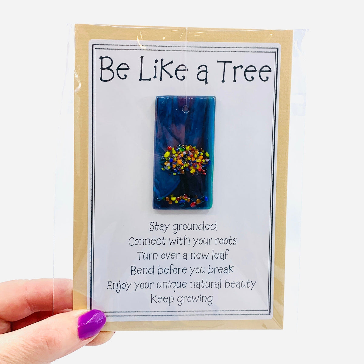 Fused Glass "Be Like a Tree” Suncatcher 1 Decor Glimmer Glass Gifts 
