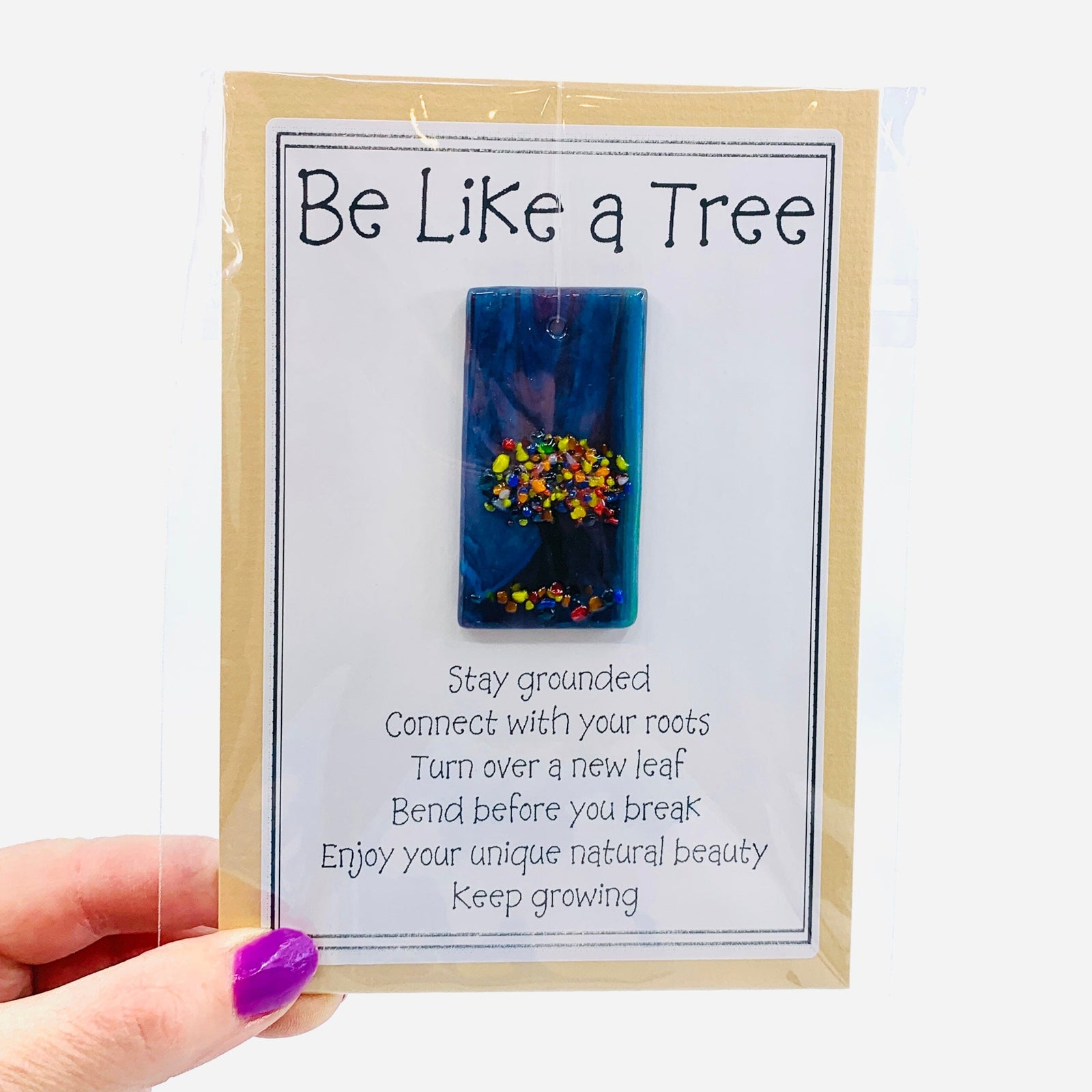 Fused Glass "Be Like a Tree” Suncatcher 1 Decor Glimmer Glass Gifts 