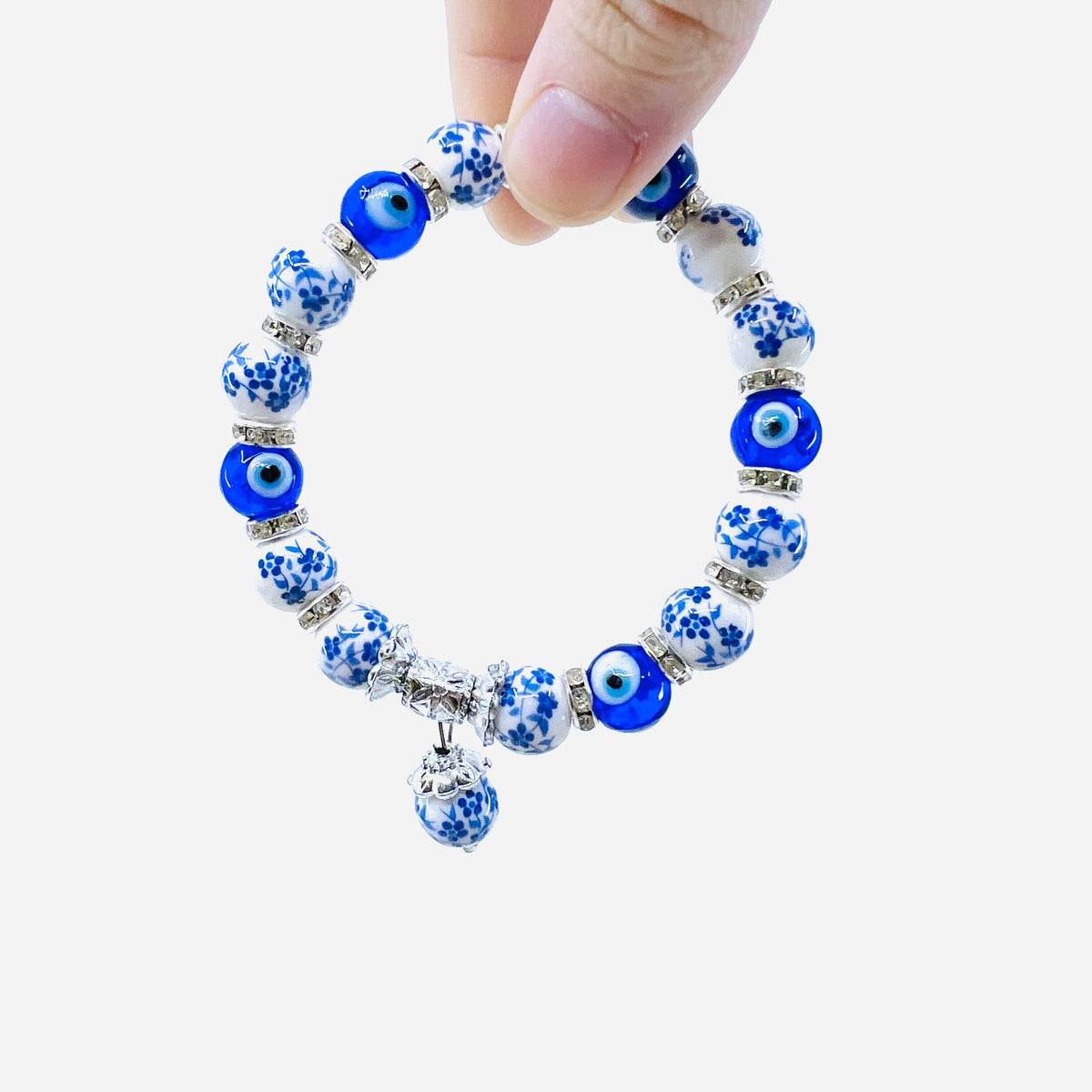 Evil Eye Dangle Glass Bead Bracelets Jewelry Kafthan 9 Blue Print 