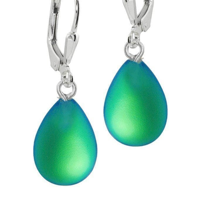 Dangle Crystal Drop Earrings, Green Polished