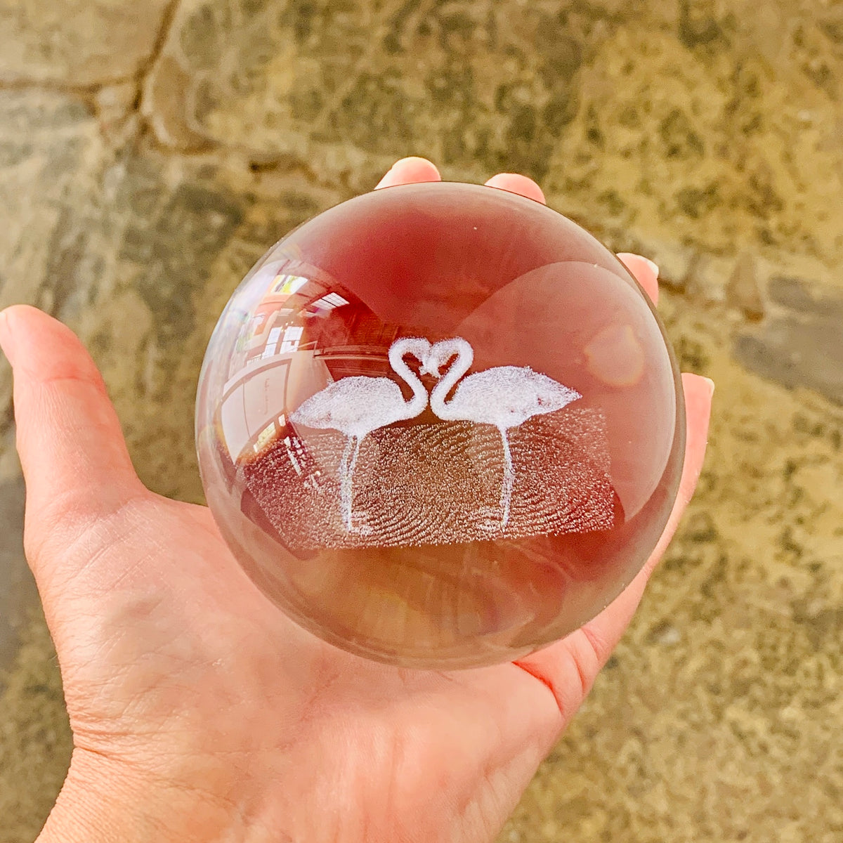 Flamingos Rotating Crystal Ball Lamp
