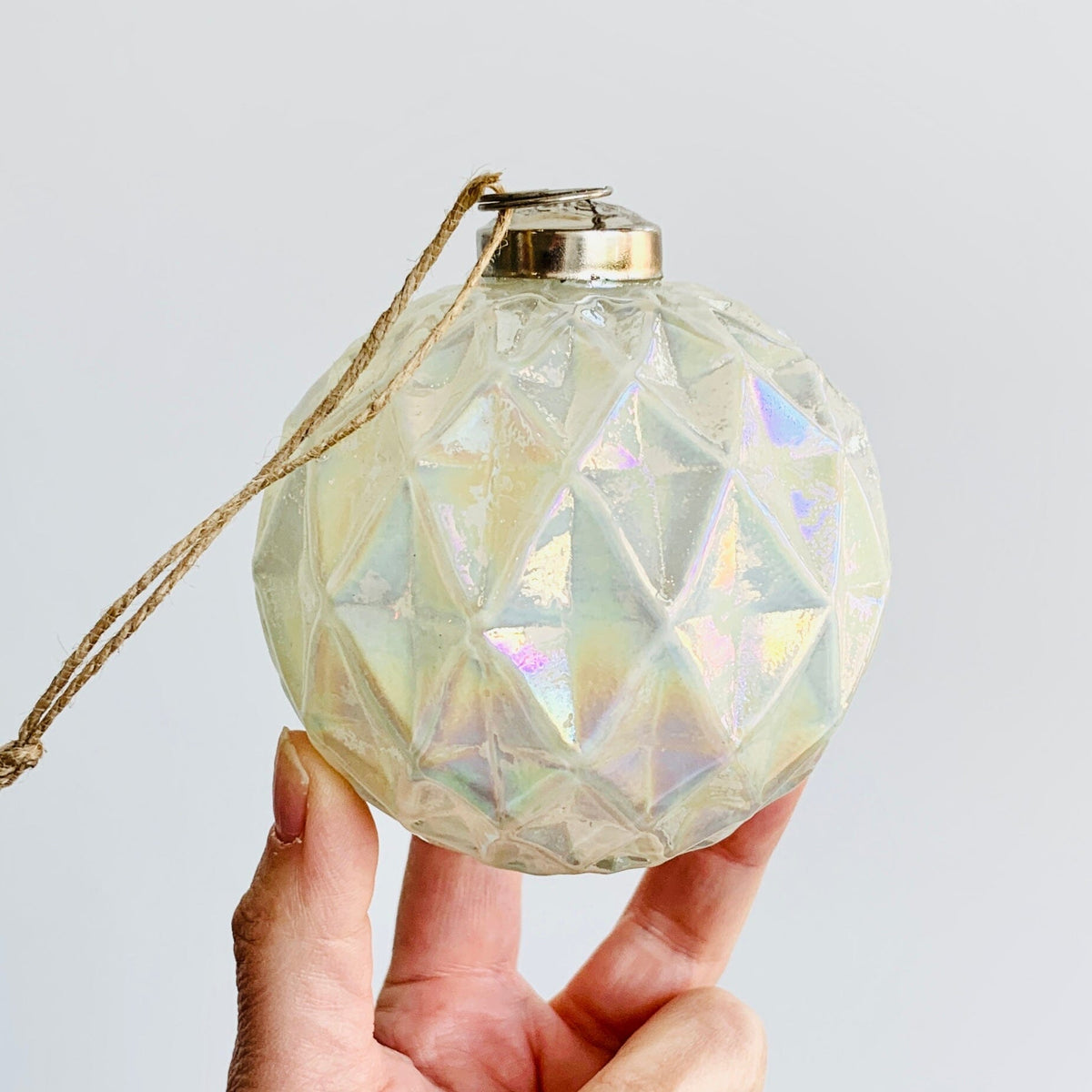 Glass Faceted Sphere Ornament 50, Pearl Ornament India House Brass 