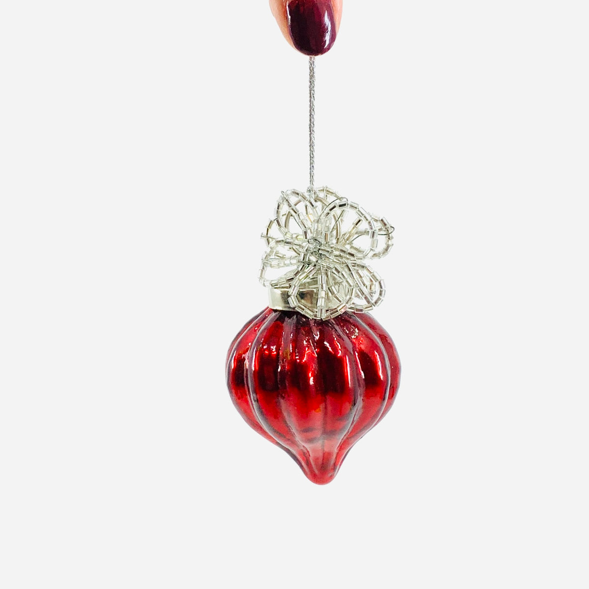 Beaded Jewel Ornament 75, Red