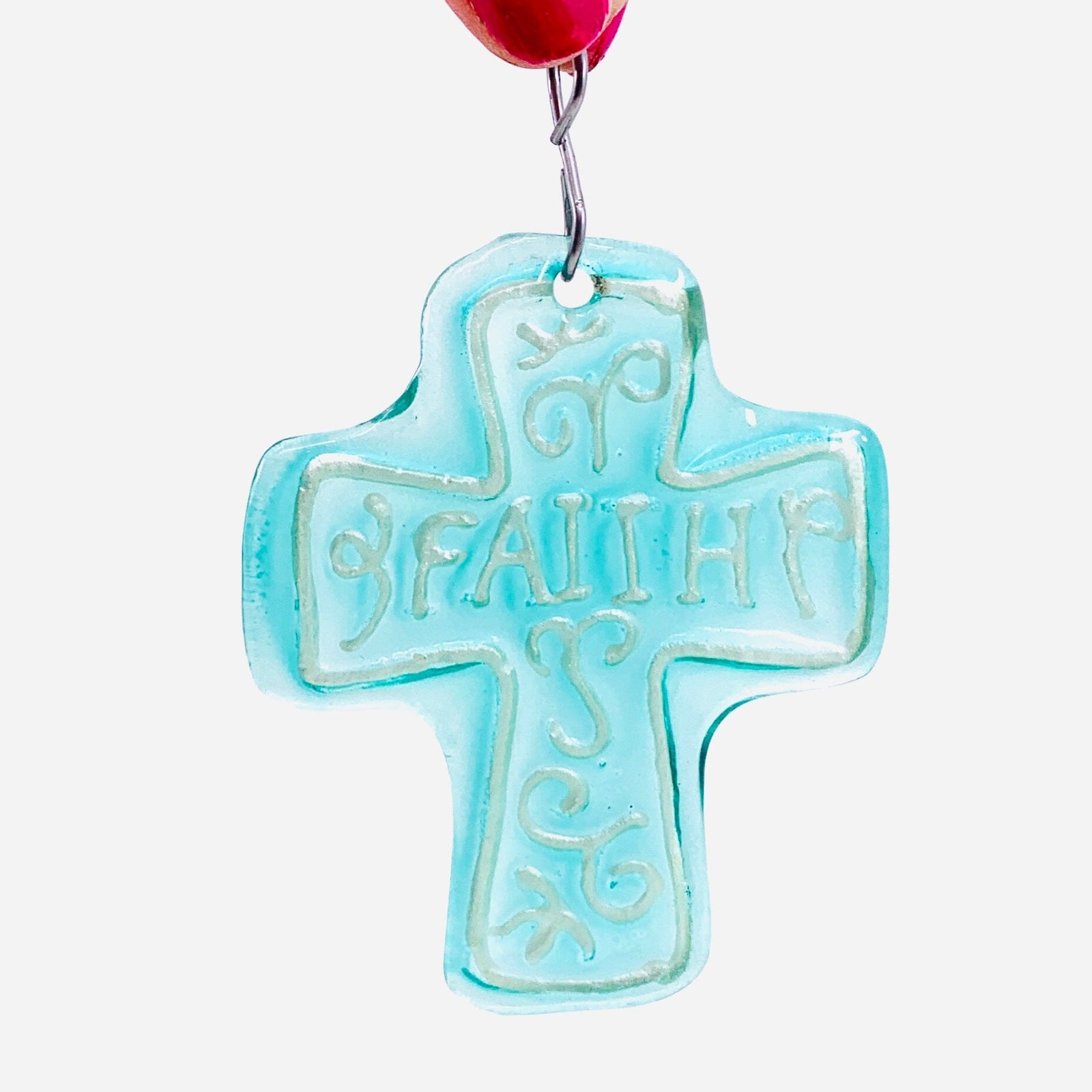 Glass Fusion Ornament 8, Faith Cross Demdaco 